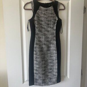 White House Black Market Tweed Sheath Cocktail Dress (Black and White)